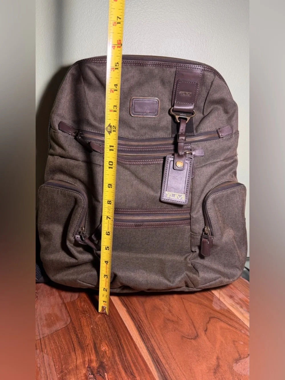TUMI Alpha Bravo Knox BackPack Brown Ballistic Nilon Leather Trim Laptop Bag